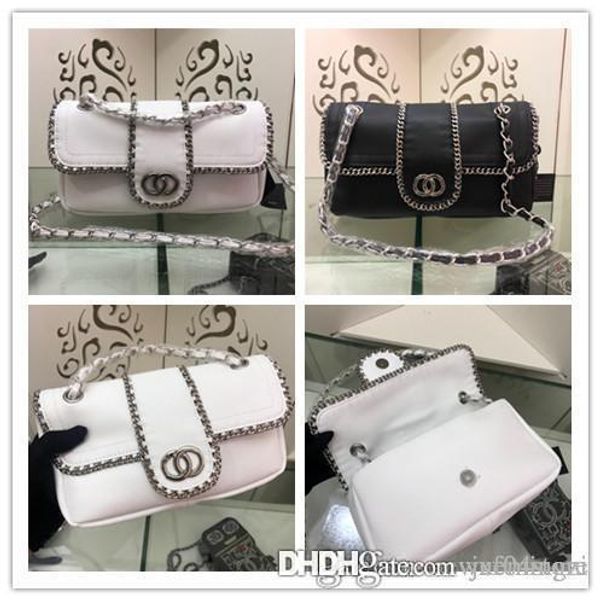 

2019 классический двойной лоскут CF Vintage Bag-Средний Большой Черный Белый овчина размер: 25 *14cmCM