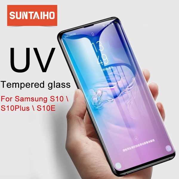 

suntaiho nano жидкий полный клей uv закаленное стекло для samsung galaxy s10 s9 s8 plus примечание 9 8 s10e s7edge nano uv screen protector
