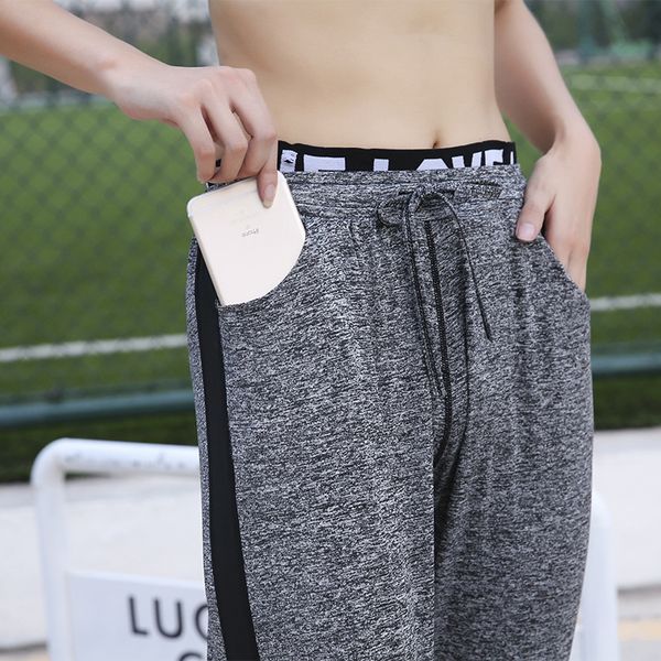 

korean version of slacks women's outdoor professional fitness running pants high waist stretch fast drying lady pants, Black;white