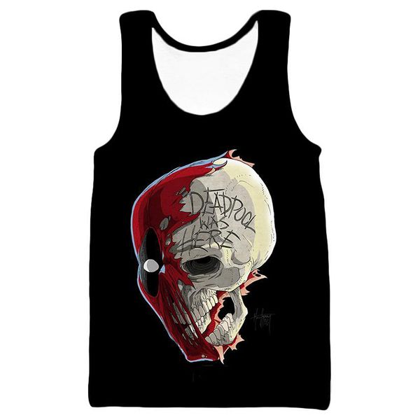 

youthup 2019 men' tank casual summer men' tees 3d anime deadpool sleeveless fitness bodybuilding male vest, White;black