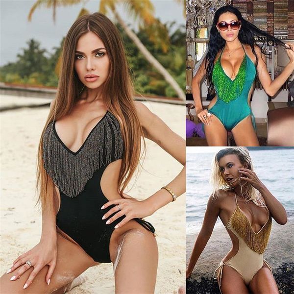 

дизайнерский женский купальник кисточкой необычные бикини комбинезоны женская одежда цельный купальник роскошный дизайнер, White;black