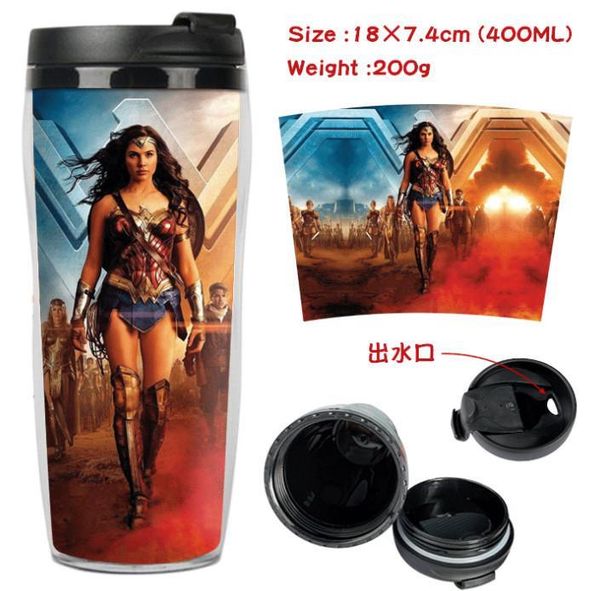 

the latest 400ml double insulated plastic cup, 12 styles of american film wonder woman and venom, support custom patterns