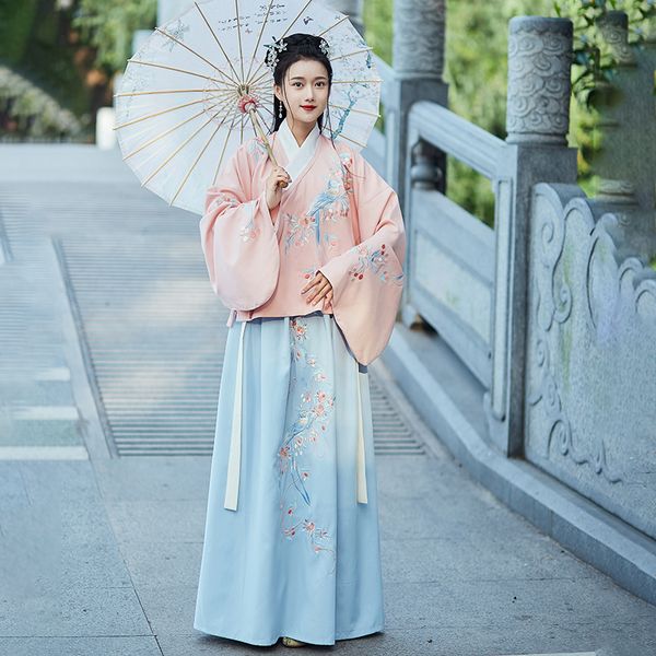 

classic hanfu women embroidery dance costumes traditional fairy dress folk festival outfit rave performance clothing dc3196, Black;red