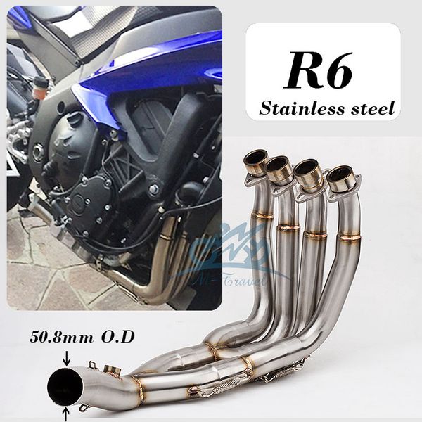 

51mm new middle pipe full system for yzf-r6 r6 2006-2017 motorcycle modified muffler pipe front header tube r6 exhaust