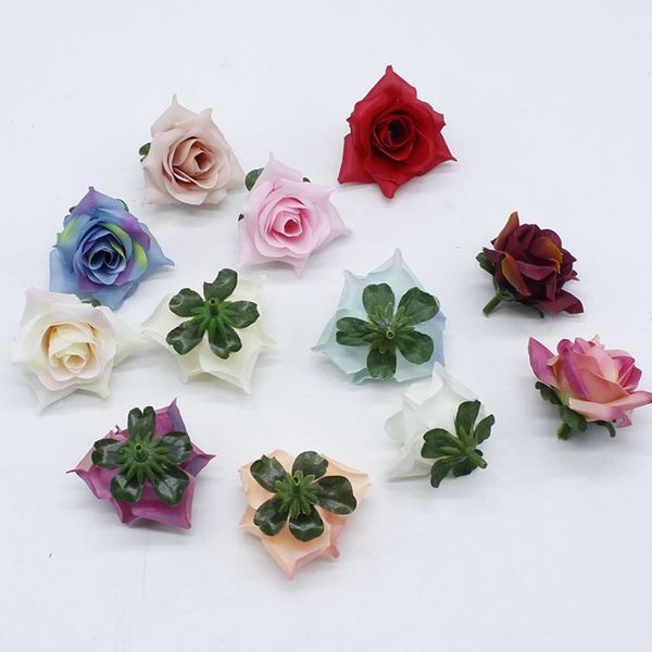 

100 pcs / lot silk flower curled rose head artificial fake flowers wedding decoration diy wreath gift box party supplies