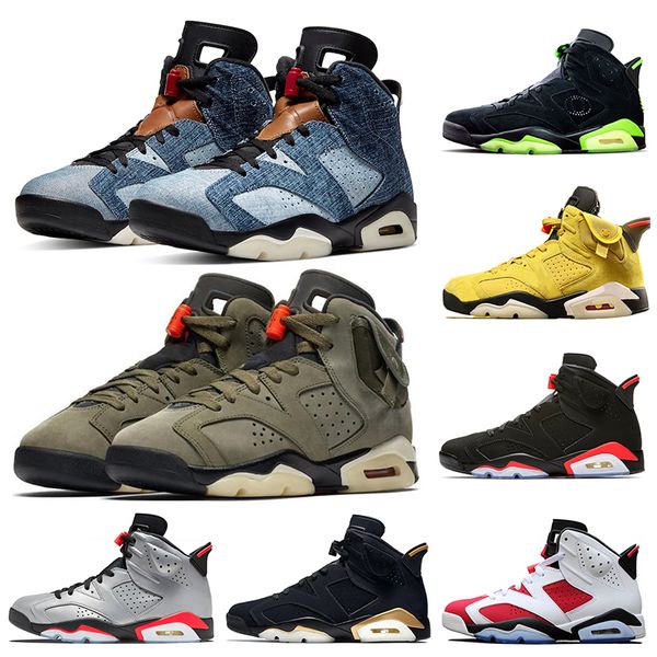 

washed denim 6 6s travis scotts men basketball shoes black infrared dmp 3m reflective tinker mens sports sneakers size 40-47