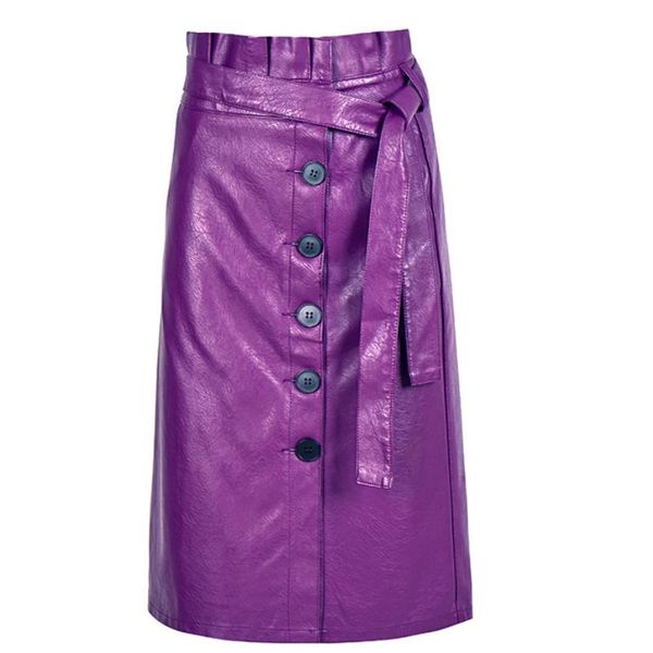 

2019 new pu leather skirt long fashion high waist skirt women, Black