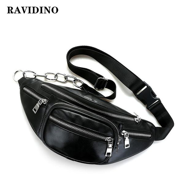 

waist bag chest bag women pu leather bags fashion high-capacity casual chain fanny pack male crossbody