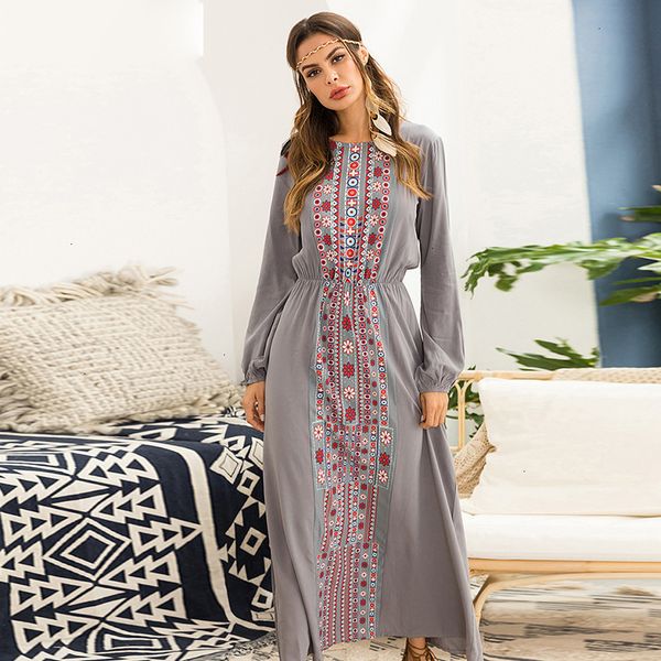 

женская одежда дизайнер одежды женщины длинные платья осень урожай геометрия шаблон печати fur beach holiday призвание платье серый с длинны, Black;gray