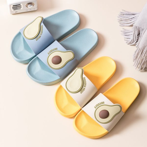

summer home fruit women slippers cute cartoon avocado non-slip bathroom pvc slippers ladies slides indoor couple shoes wholesale, Black