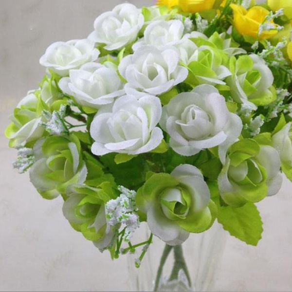 

cafe store artificial flowers 3pcs 21heads silk rose bouquet buch wedding