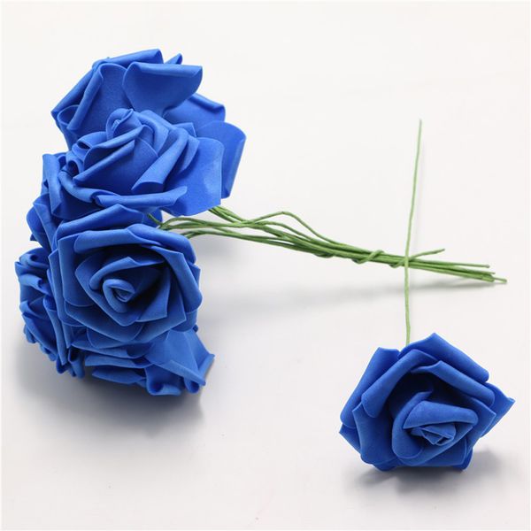 

new design 100pcs/pack royal blue artificial bouquet foam rose fmarry diy crimping decoration flower wedding bride lowers with stem