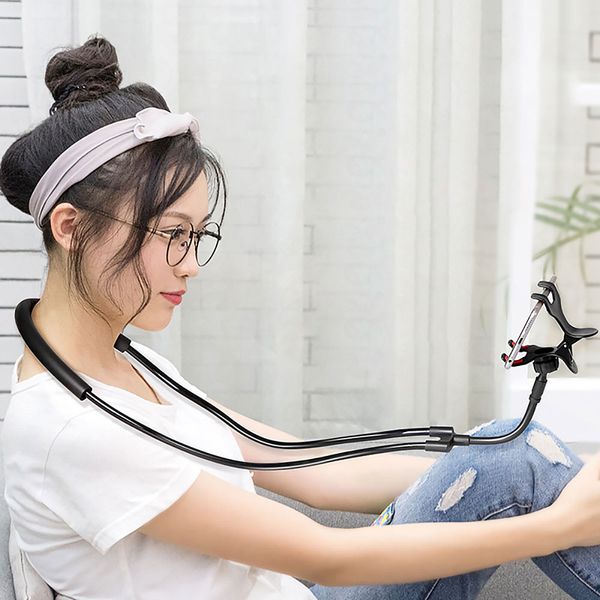

mobile phone holder lazy hanging neck phone stands necklace bracket bed 360 degree phones holder stand