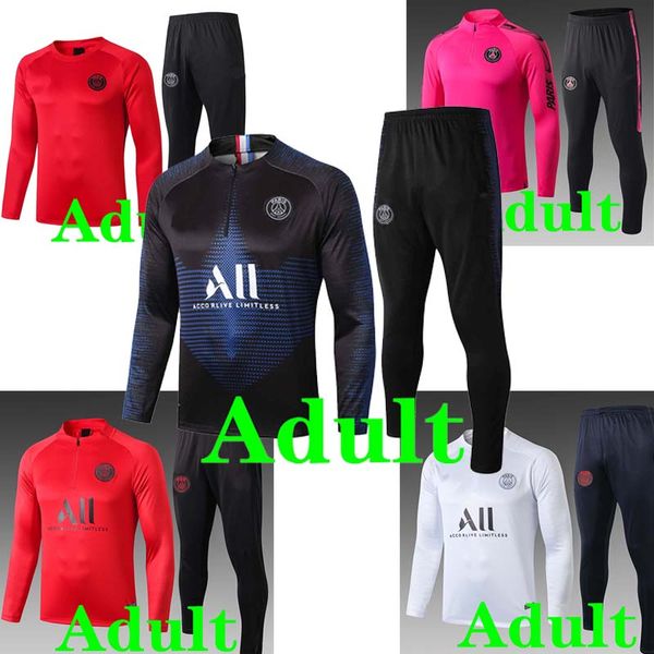 

psg tracksuits football jacket 19 20 thailand lucas red pink white full football training suit jacket sets men 2019 2020 unifor, Black