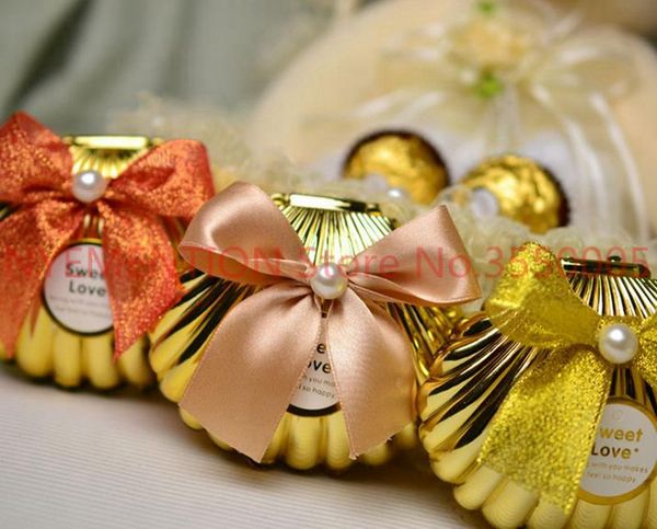 

sea shell wedding party favor holder chocolate gift candy boxes with butterfly knot wedding party shower favors gifts 500pcs