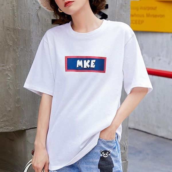 

20ss summer letter printed cartoon cute tee men women crew neck solid color t-shirt high street short sleeve travel tee breathable hfymtx870, White;black