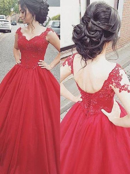 2019 Spitze Perlen Tüll Sweet 16 Kleider Ballkleid Schatz Kurzarm Schnür Quinceanera Kleid Party Abendkleider Roben Lang