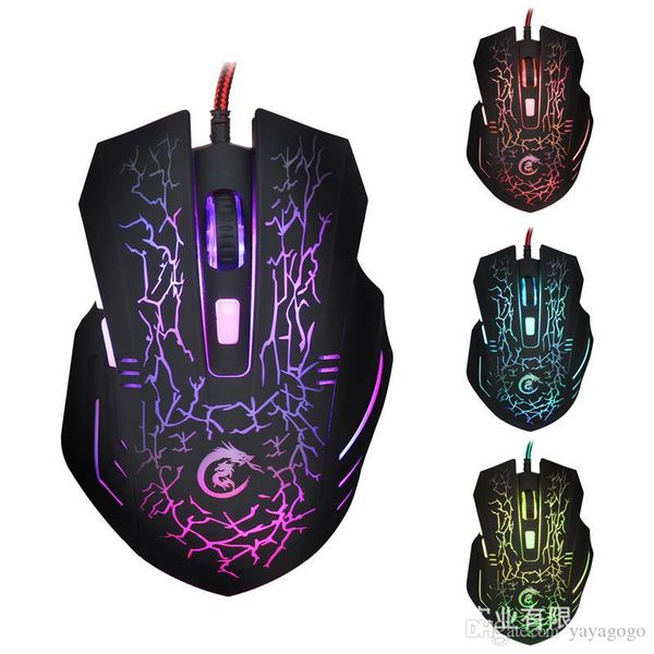 

wholesale retail a904 led backlit gaming mouse usb wired mouse adjustable 5500 dpi 6 buttons optical mouse for pc laplol dota game #394