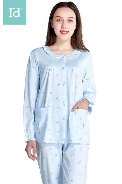 

autumn women's pajamas sets print fashion comfortable skin-friendly female cotton shirts&pants nighties sleepwear, Black;red
