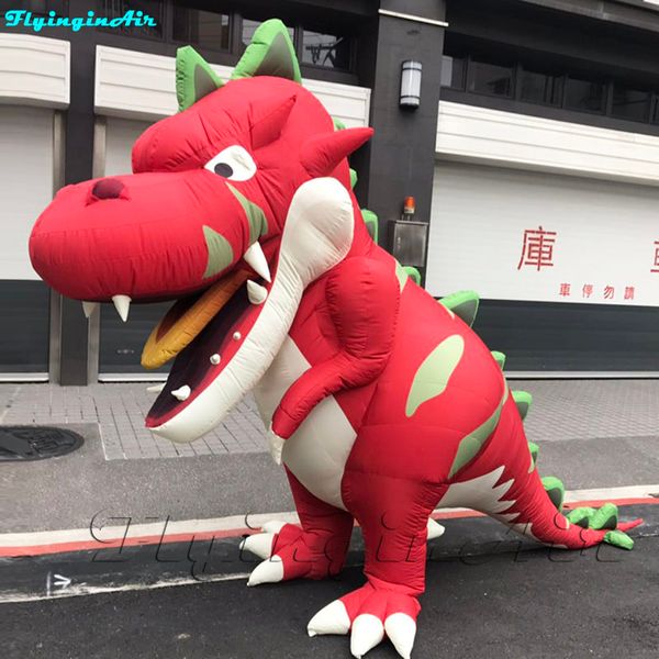 Costume da drago gonfiabile da 2,5 m, per centro commerciale/strada/evento, drago ambulante, simpatico dinosauro rosso gonfiabile per bambini