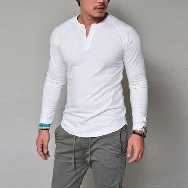 

fashion men's shirt camisa casual slim long sleeve shirt men muscle solid v neck male blouse streetwear camisa masculina, White;black