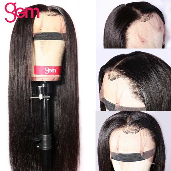 

13x6 transparent lace front wig straight human hair wigs for women preplucked with baby hair gem remy lace front human wigs, Black;brown