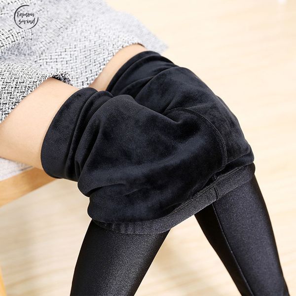 

plus women legging size velvet thick leggings lady fitness winter warm street big wear outer size  thermal pants, Black