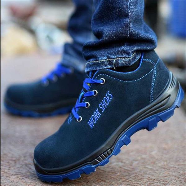 

men work safety shoes steel toe warm breathable men's casual boots puncture proof labor insurance shoes large size male, Black