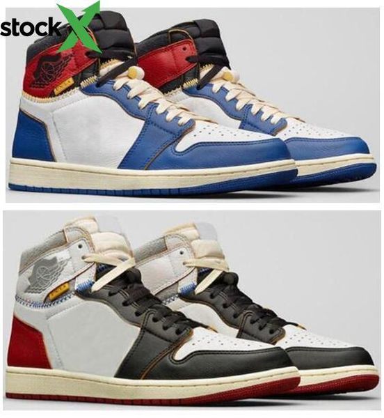 

union la x 1 high og nrg white storm blue varsity red wolf grey basketball shoes men 1s sneakers with box, Black