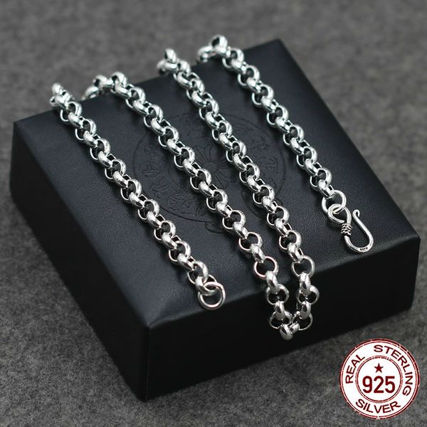 

100% s925 sterling silver necklace personality simple fashion style domineering glossy styling give lover's gift 2018 new, Black