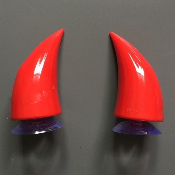 

motorcycle helmet headwear accessories suction cups red, pink, orange, green, black horn decoration