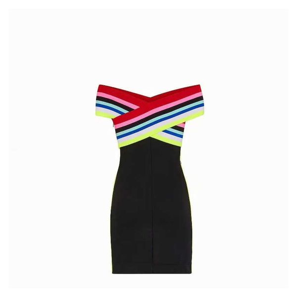 

женская дизайнерская одежда вязаные марка женщины платья роскошные женщины буква f летнее платье моды топы платья 2019 new, Black;pink