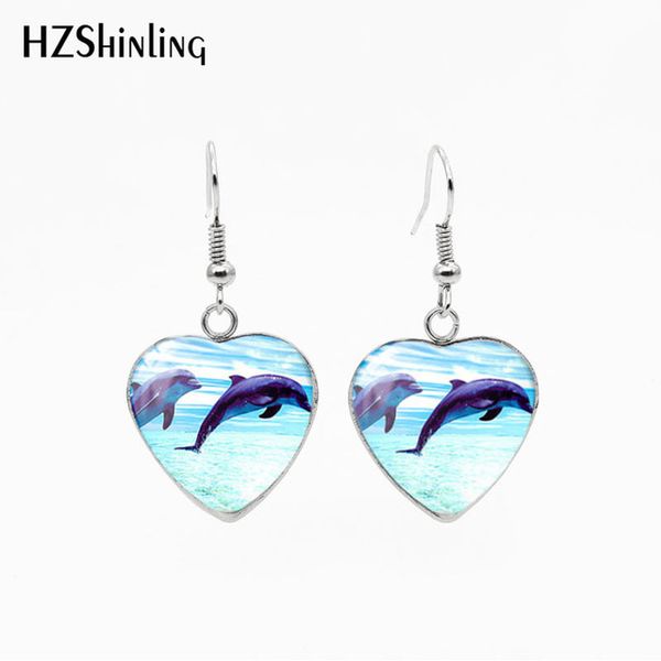 

hz sea turtle dolphin seashells starfish ocean animal fish hook earrings summer cool style earrings, Silver