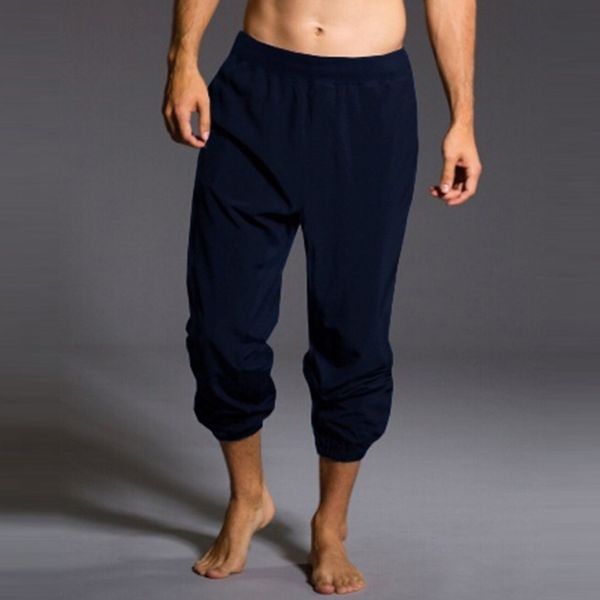 

men's summer new style simple and fashionable pure cotton and linen trousers, Black
