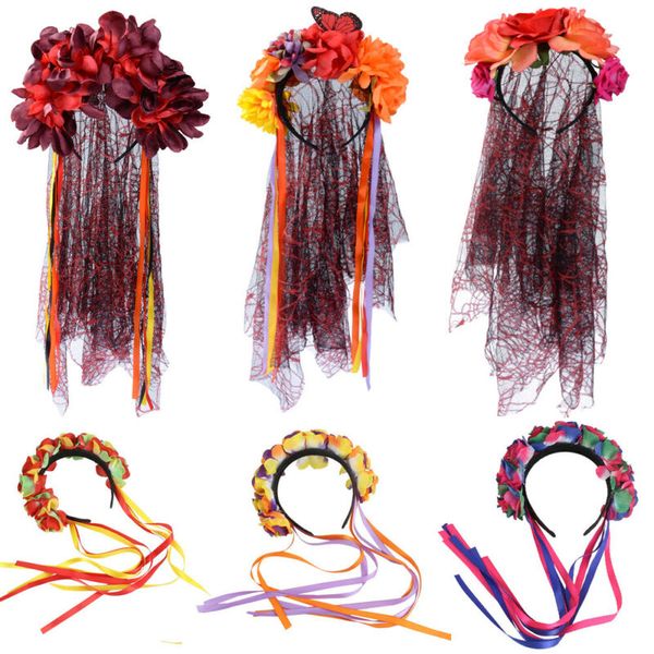 

женская мода hairbands sexy black veil розы цветочные кружева костюма девушки женщин happy halloween костюмированный, Blue;gray