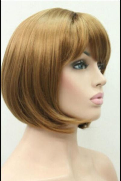 Wig Fashion Full Wig Strawberry Blonde Short Straight Bob