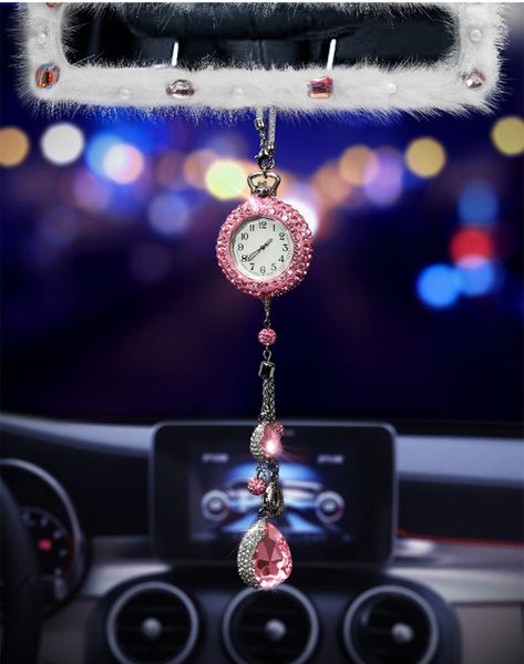 

2019 new car hanging rrnaments bling crystal auto ornament hight quality car decoration auto-interior watch pendant for gift
