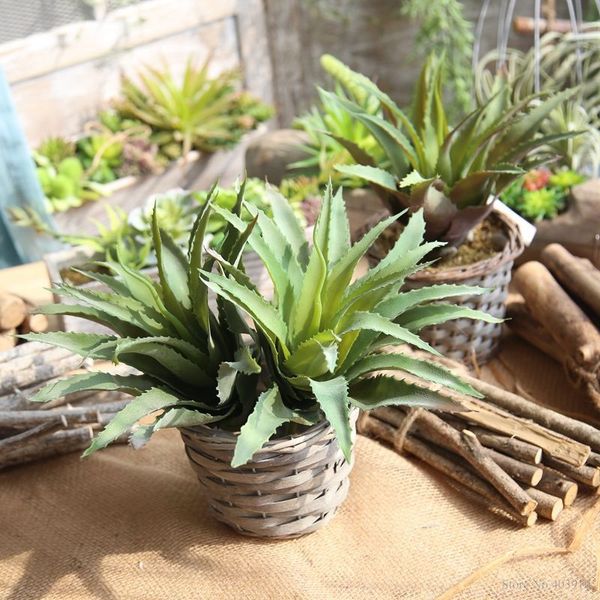 

1 pcs artificial aloe vera plants plastic pineapple leaves for home wedding diy decoration fake flowers bonsai fleshiness cactus