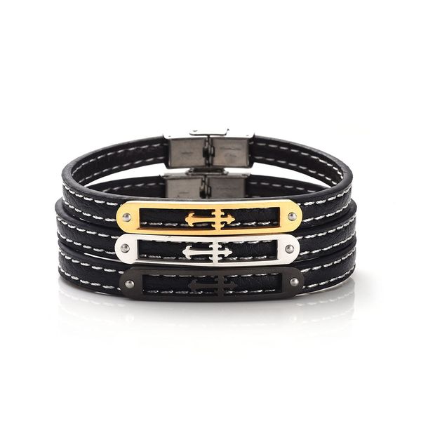 

classic leather bracelet jewelry wholesale fashion stainless steel cross leather bracelet, White