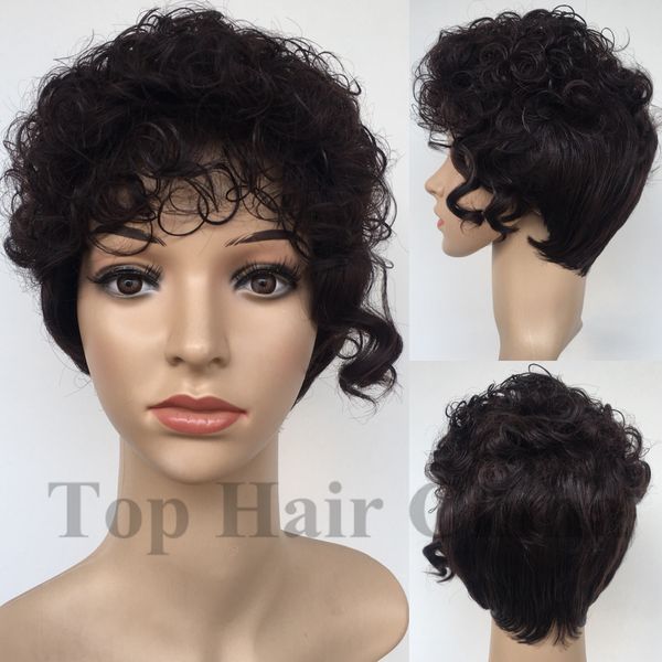Celebrity Style Synthetic Wigs Short Cut Loose Body Wave Hair Wig Natural Black 4 Color With Side Fringe Pelucas Black Women Full Wigs Real Wigs High