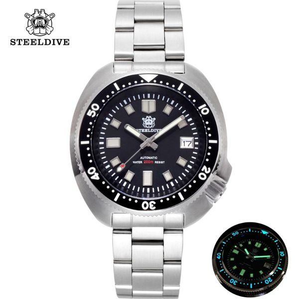 

профессиональные часы для дайвинга 200 м водонепроницаемый автоматический механический зеленый ушко часы мужчины нержавеющая спорт плавание, Slivery;brown