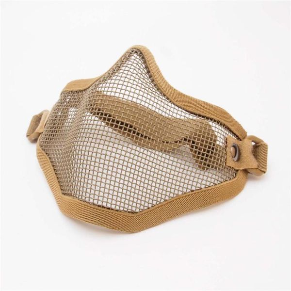 

v1 v11 steel wire mesh half face mask elastic adjustable breathable tactical hunting protection cover face mask, Black