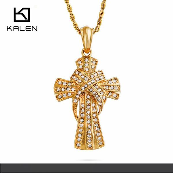 

мода нержавеющая сталь золото мульти крест цепи ожерелье для мужчин женщин кубический циркон унисекс витой крест ювелирные изделия ювелирные, Silver