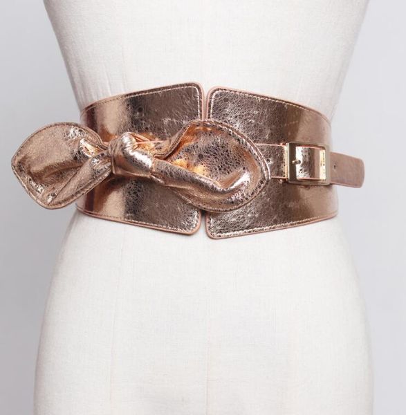 

women's runway fashion bow pu leather cummerbunds female dress corsets waistband belts decoration wide belt r1831, Black;brown