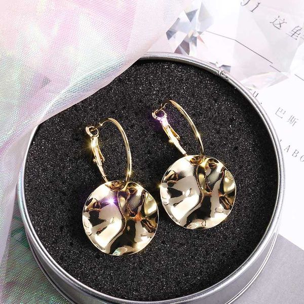 

hoop & huggie modern women's earrings 2021 simple geometric circle sequin for women accessories charms long dangle, Golden;silver