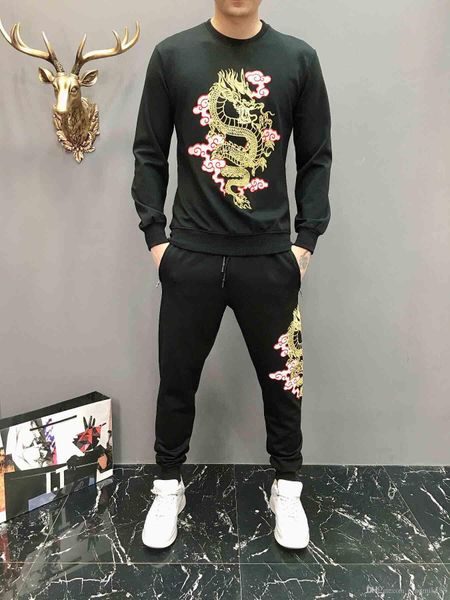 

new spring and fall mens luxury white and black tracksuits ~ mens training jogging sweat track suits -3xl, Gray