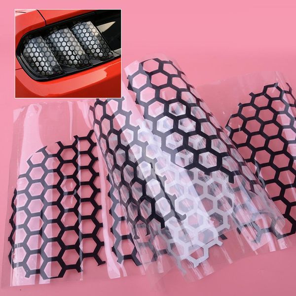 

6pcs/set honeycomb pvc car stickers reflective rear tail light decorative decal sticker cover for mustang 2015 2016 2017