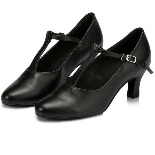 

black genuine leather latin dance shoes woman women's salsa tango cha cha ballroom dancing shoes for ladies high heel closed toe