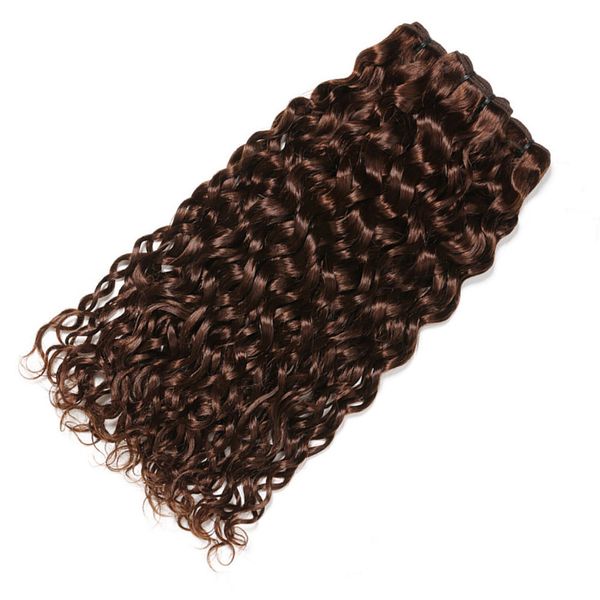 # 4 Темно-коричневый волна воды человеческих волос Weave Extensions Chocolate Brown малайзийский Влажная и Волнистые человеческих волос 3 Связки Двойные Утки 10-30