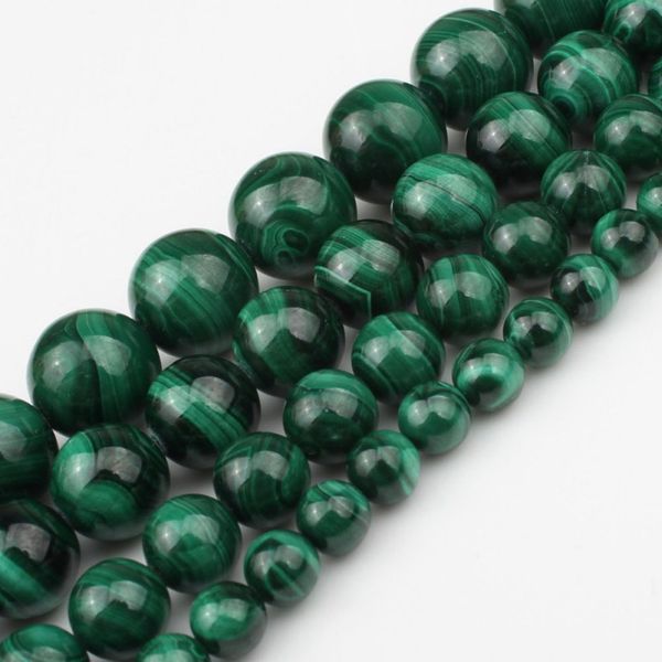 

natural malachite round loose stone beads fit diy bracelet necklace needlework beads for jewelry making 6 8 10 12 mm 7.5inch